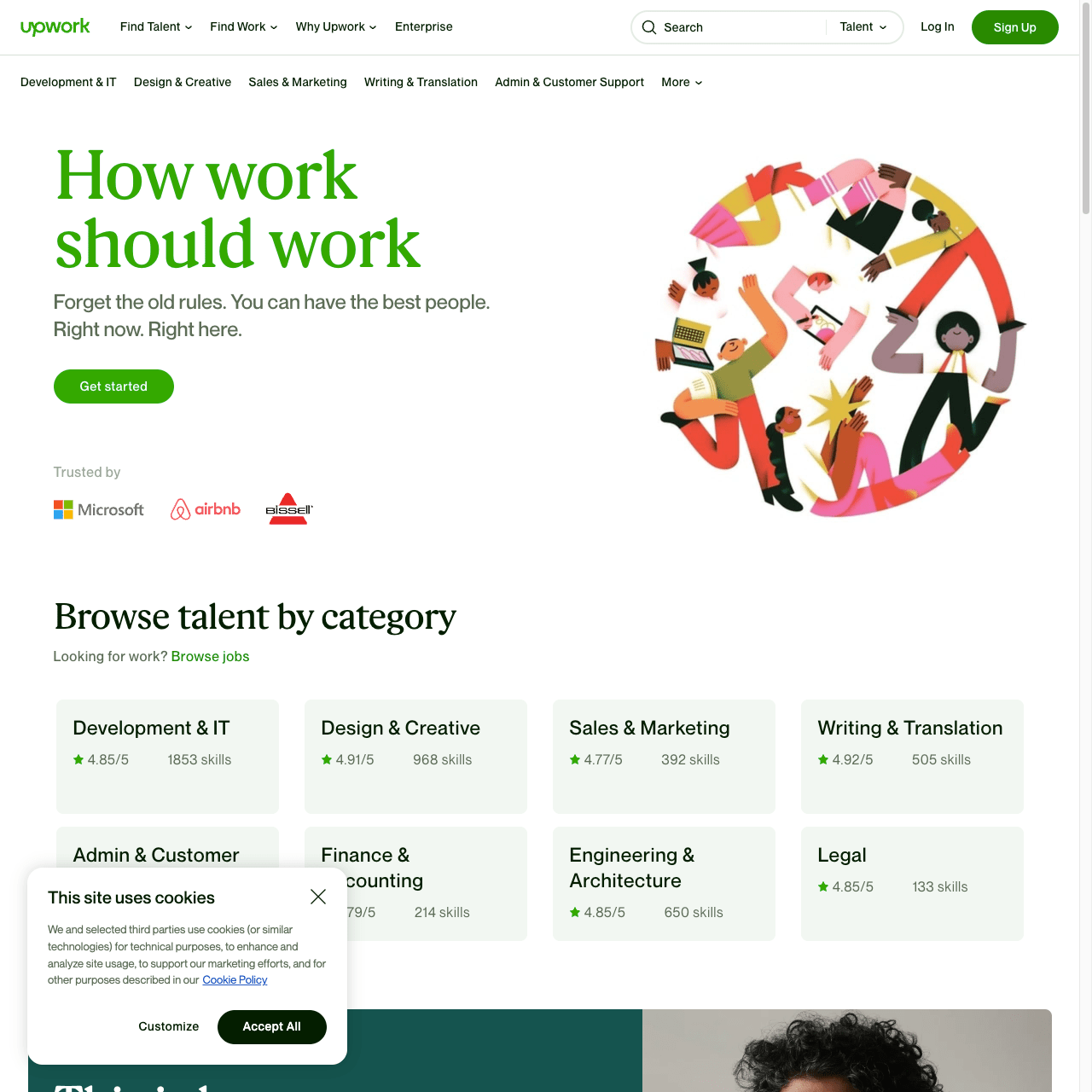 Screenshot of Upwork website