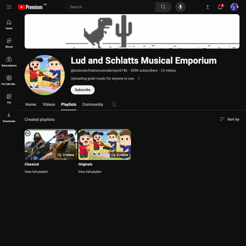 Screenshot of Lud and Schlatts Musical Emporium website