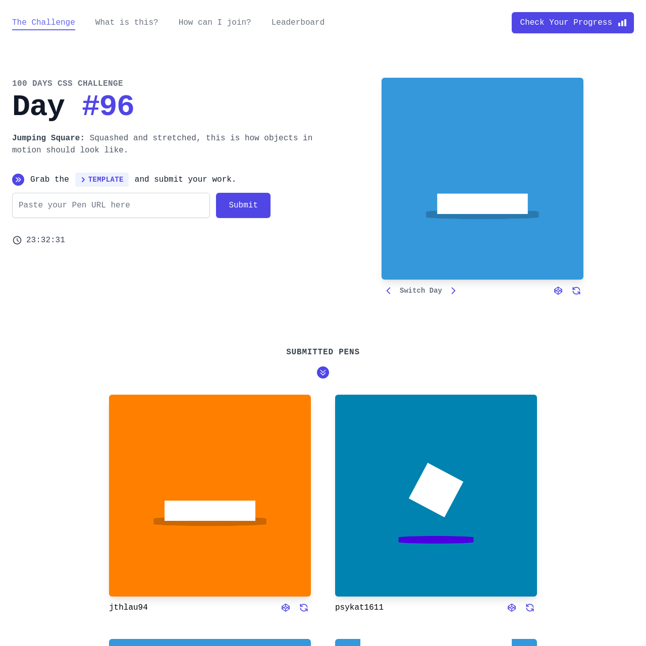 Screenshot of 100 Days CSS Challenge website