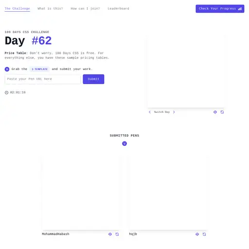 Screenshot of 100 Days CSS Challenge website