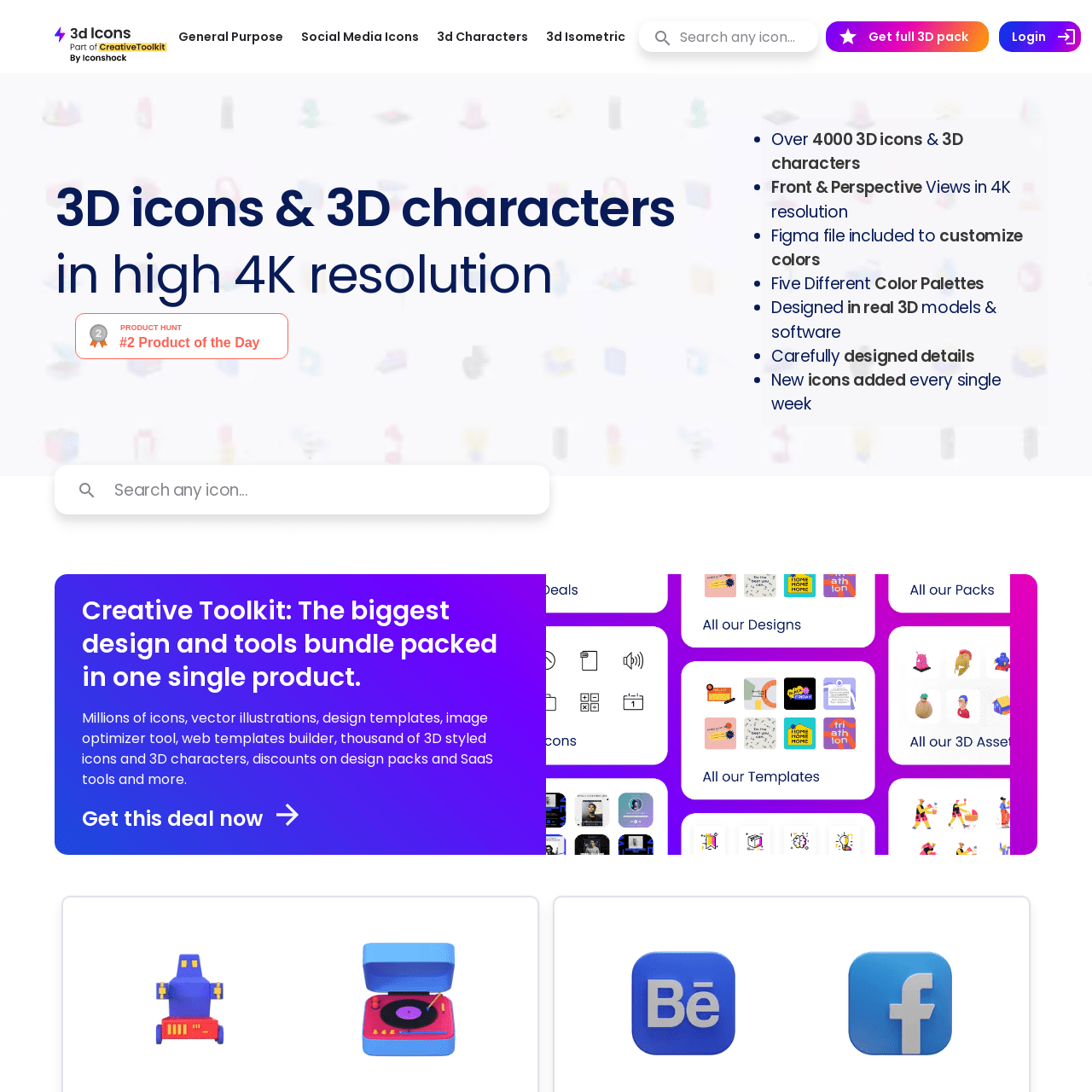 Screenshot of 3D Icons website