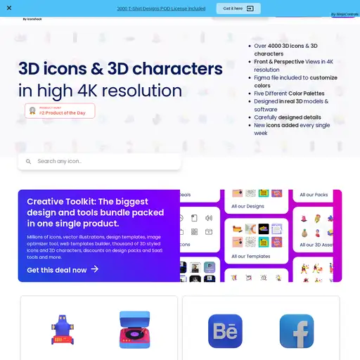 Screenshot of 3D Icons website