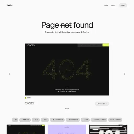 Screenshot of 404s website