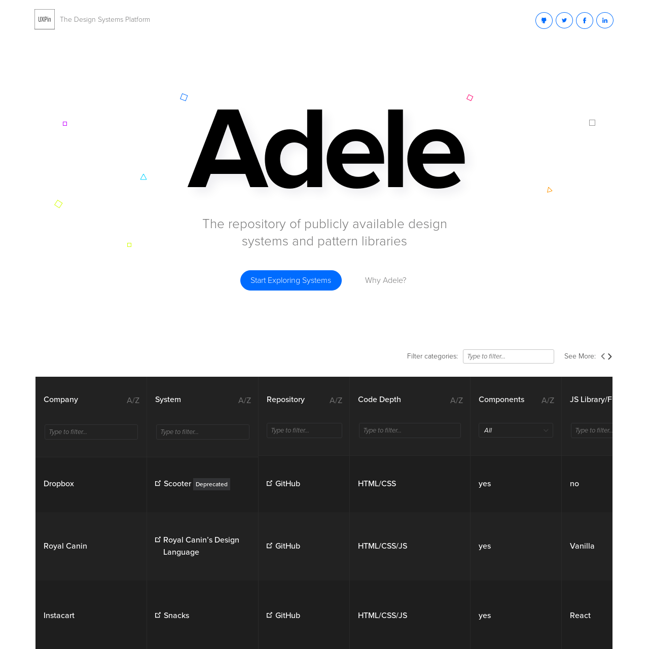 Screenshot of Adele website