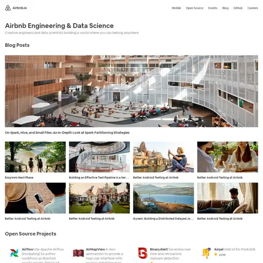 Screenshot of Airbnb Engineering & Data Science website