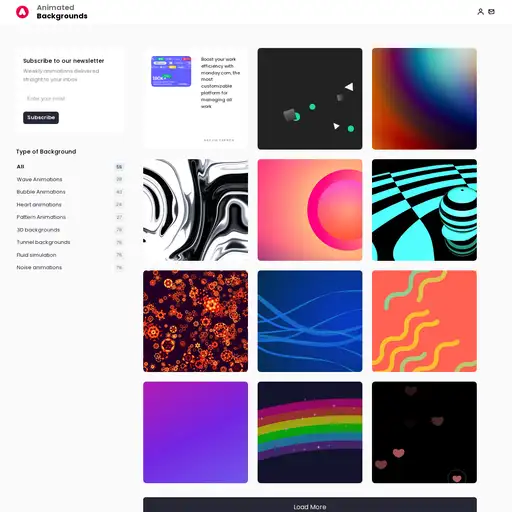 Screenshot of Animated Backgrounds website