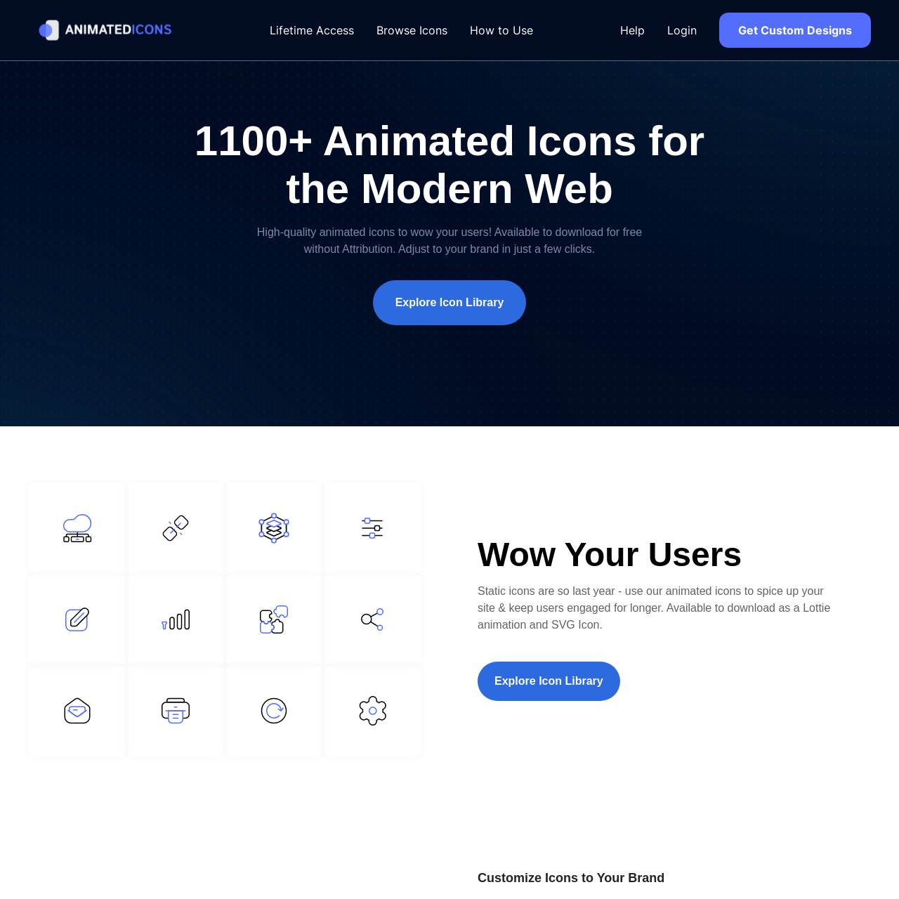 Screenshot of Animated Icons website