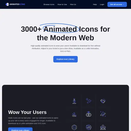 Screenshot of Animated Icons website