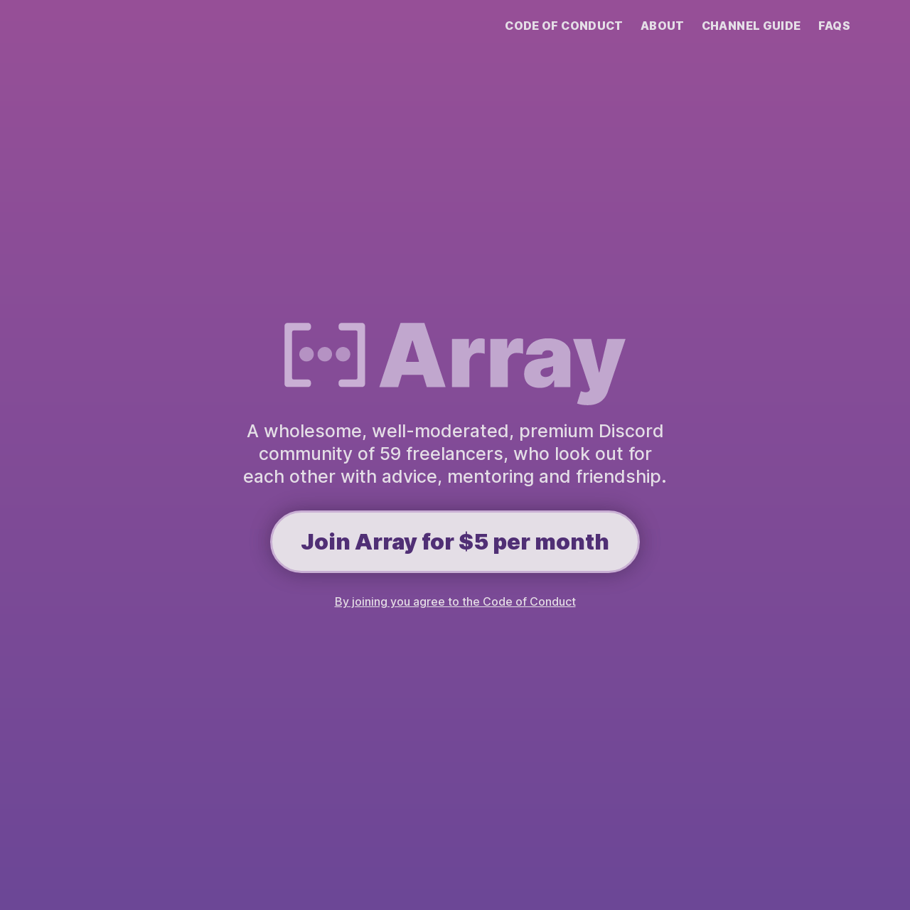 Screenshot of Array Community website