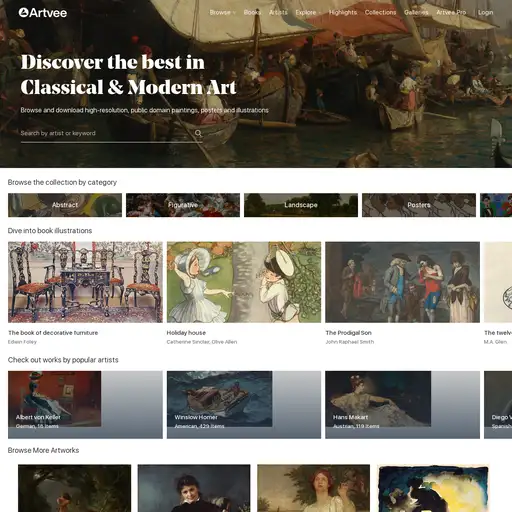 Screenshot of Artvee website