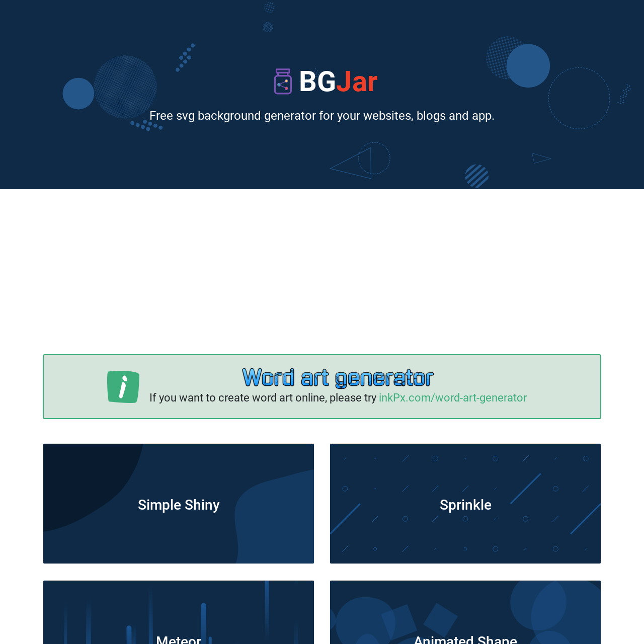 Screenshot of BGJar website