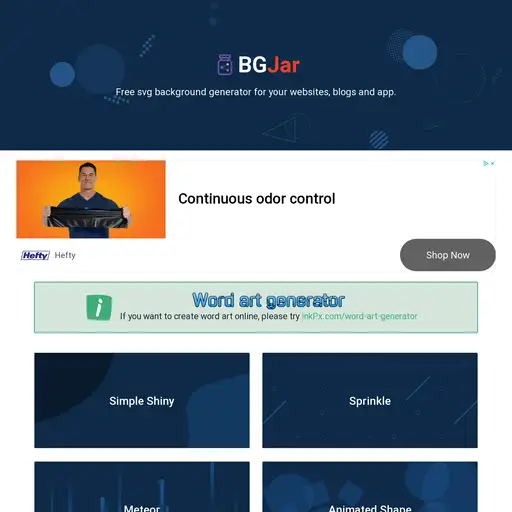 Screenshot of BGJar website