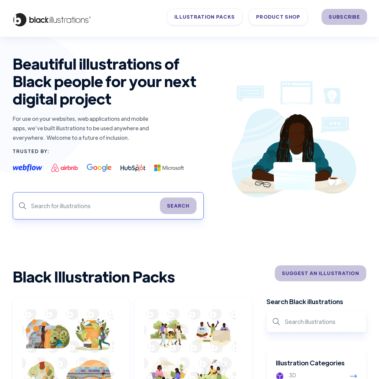 Screenshot of Black Illustrations. website