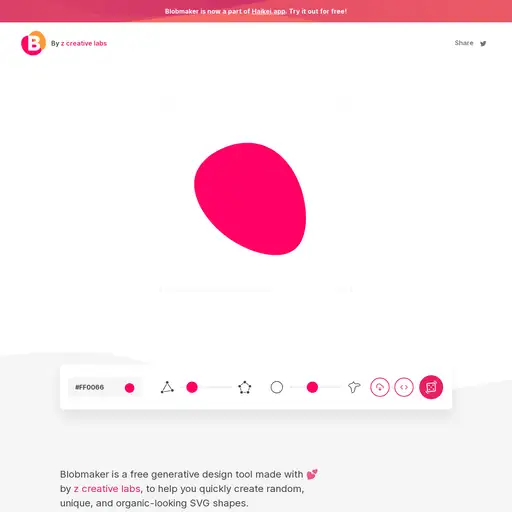 Screenshot of Blobmaker website