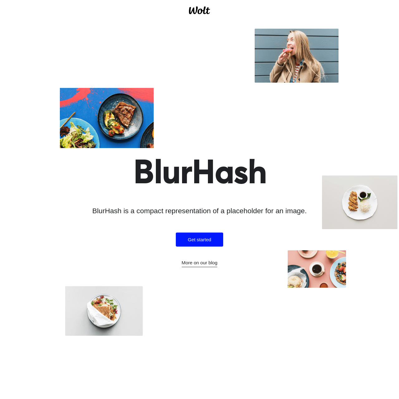Screenshot of BlurHash website
