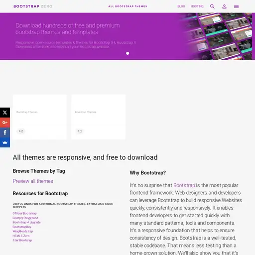 Screenshot of Bootstrap Zero website