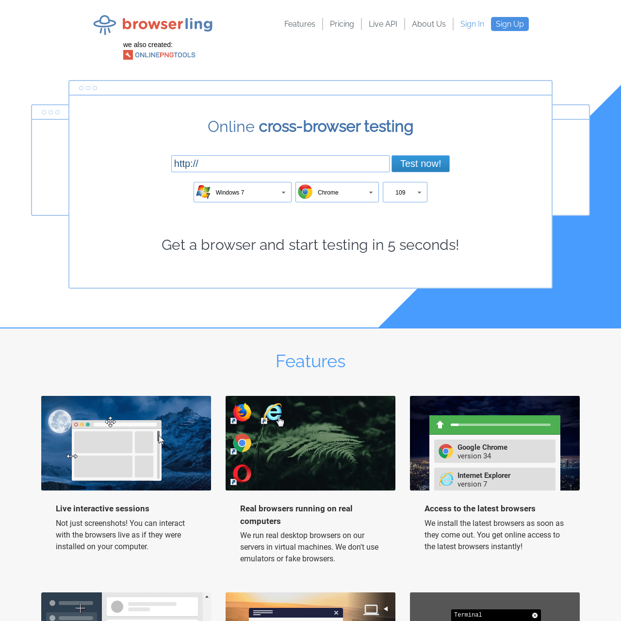 Screenshot of Browserling website