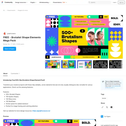 Screenshot of Brutalist Shape Elements Mega Pack website