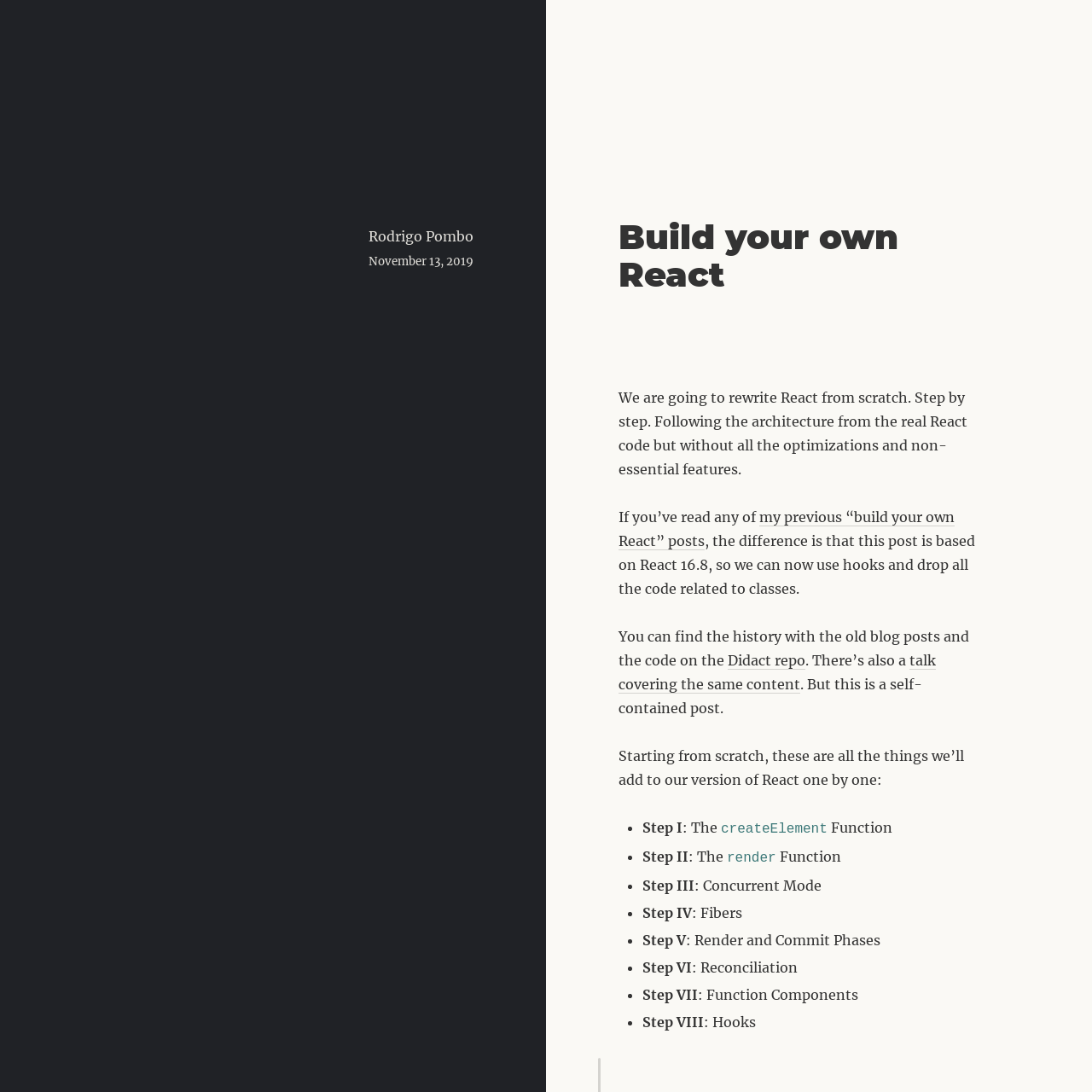 Screenshot of Build your own React website