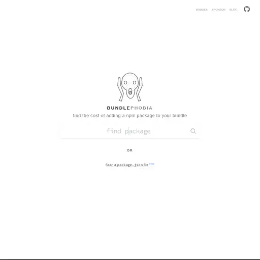 Screenshot of Bundlephobia website