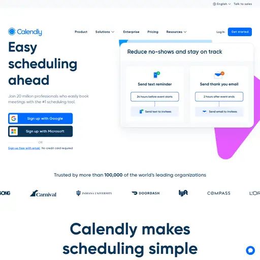 Screenshot of Calendly website