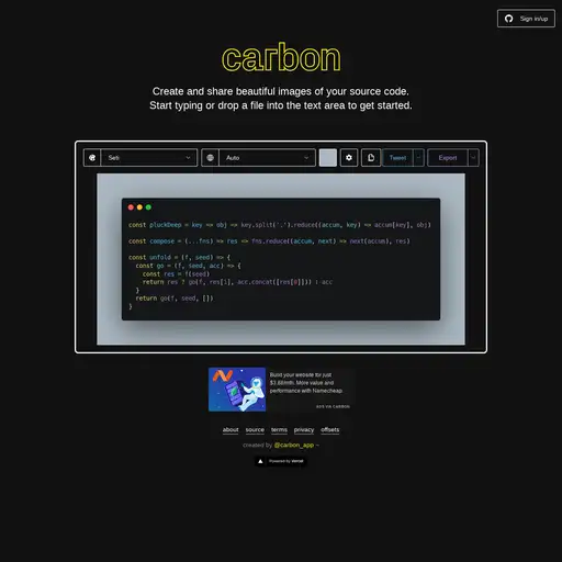 Screenshot of Carbon website