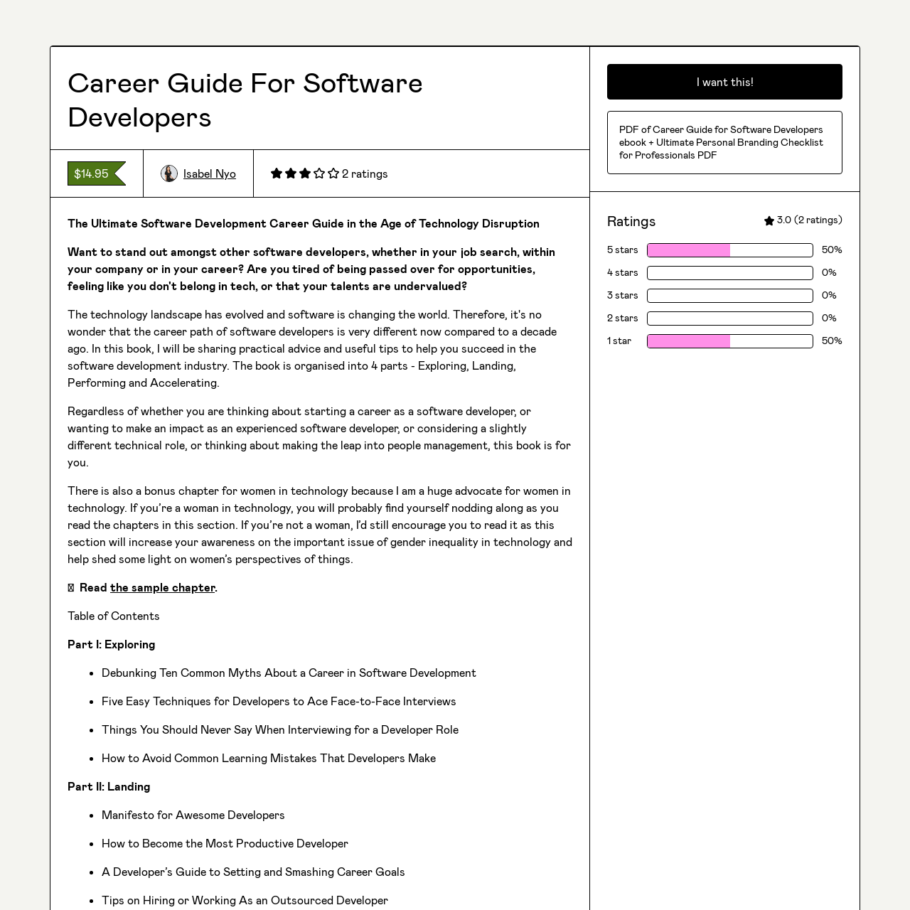 Screenshot of Career Guide For Software Developers website