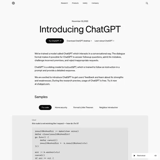 Screenshot of ChatGPT website