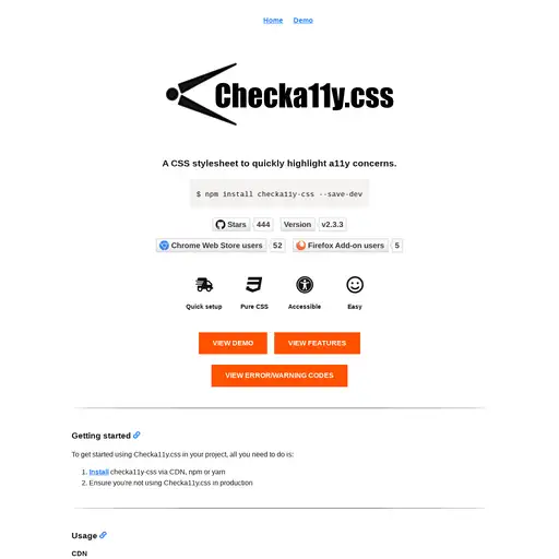 Screenshot of Checka11y.css website