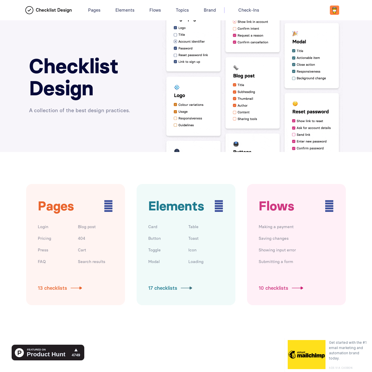 Screenshot of Checklist Design website