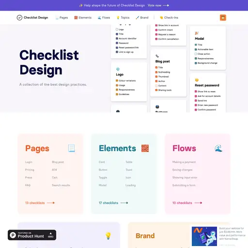 Screenshot of Checklist Design website