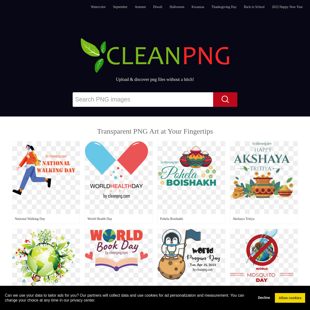 Screenshot of CleanPNG website