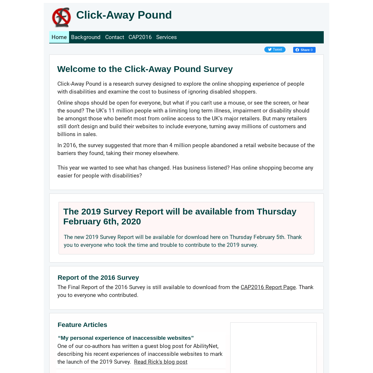 Screenshot of Click-Away Pound Survey website