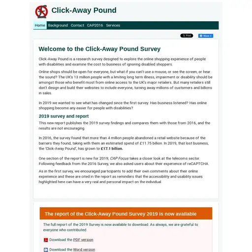 Screenshot of Click-Away Pound Survey website