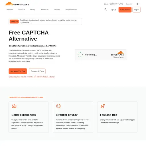Screenshot of Cloudflare Turnstile website