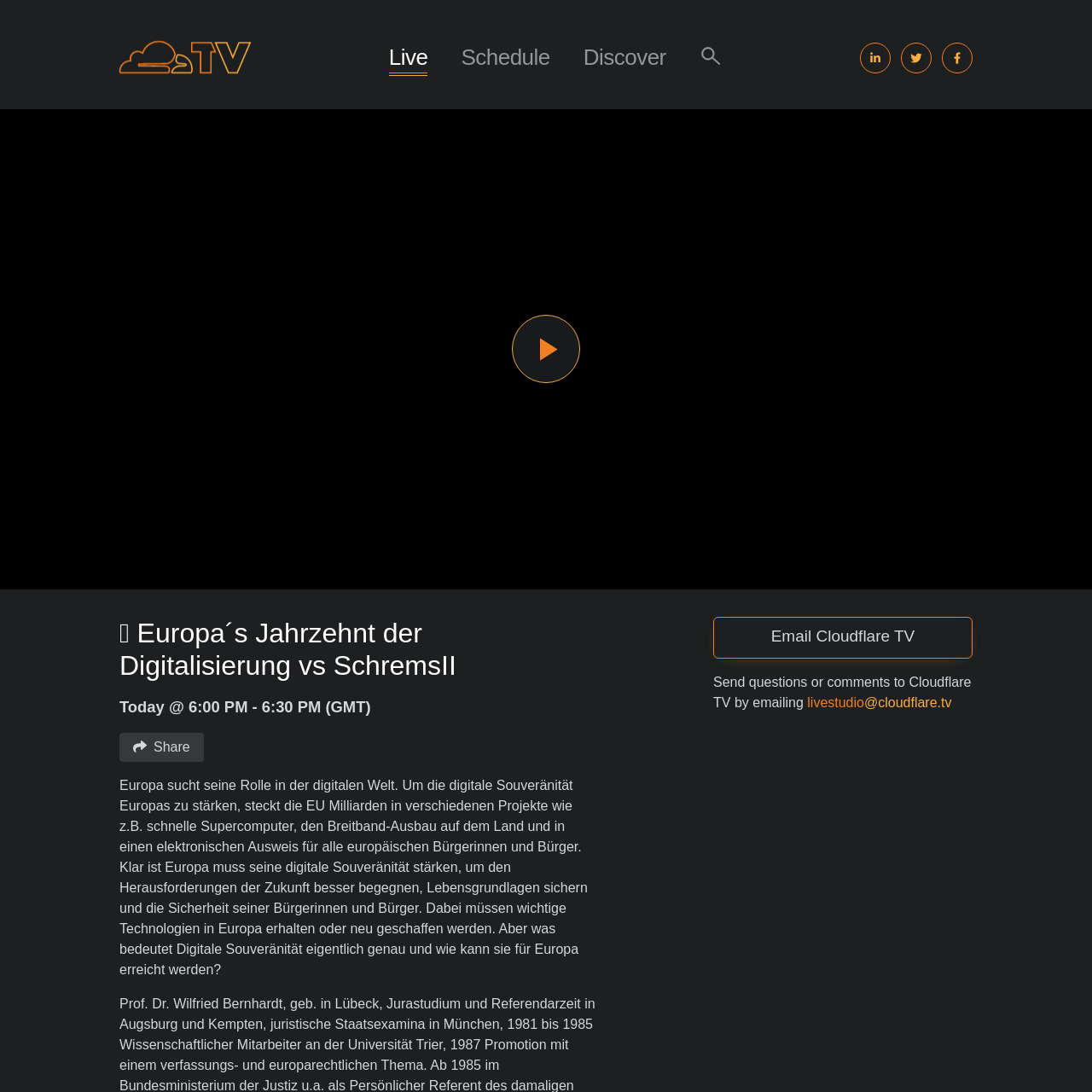 Screenshot of Cloudflare TV website