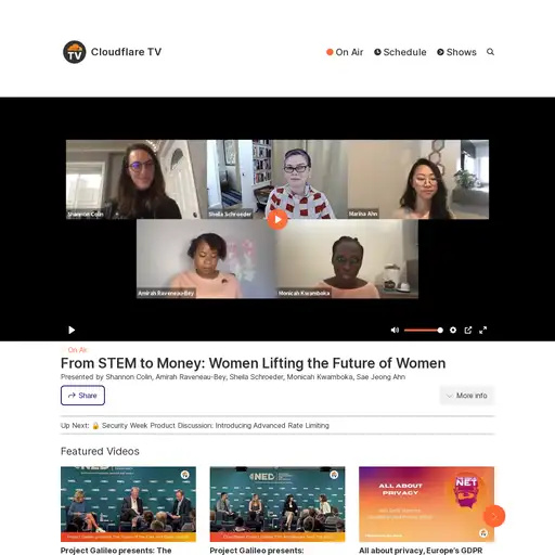 Screenshot of Cloudflare TV website
