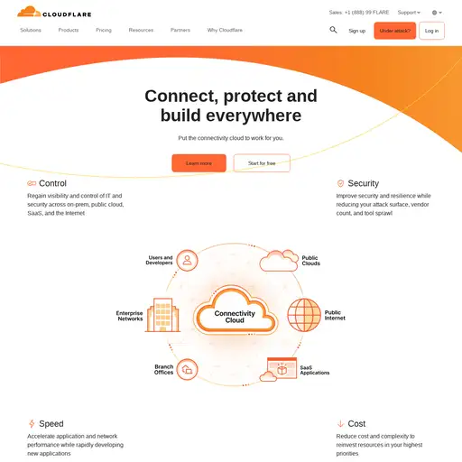 Screenshot of Cloudflare website