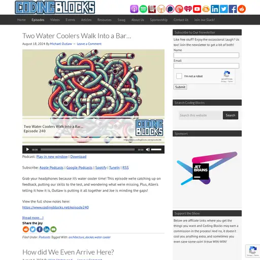 Screenshot of Coding Blocks Podcast website