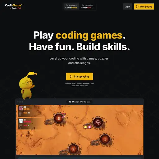 Screenshot of CodinGame website