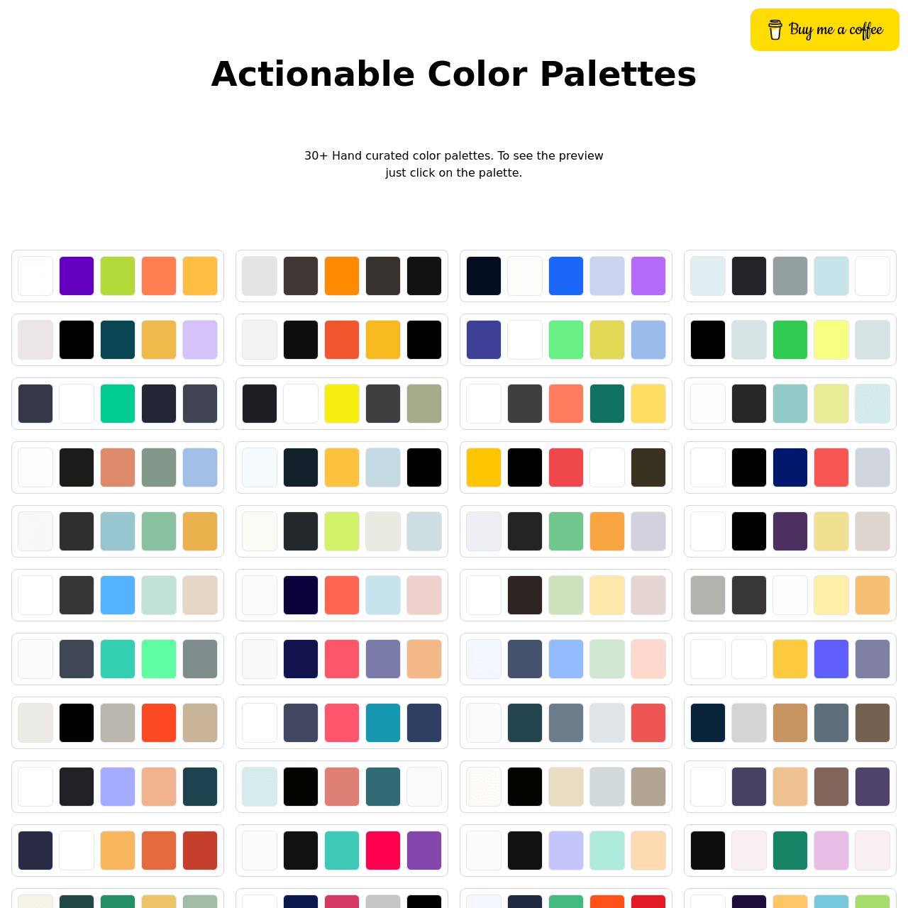 Screenshot of Color Palettes website