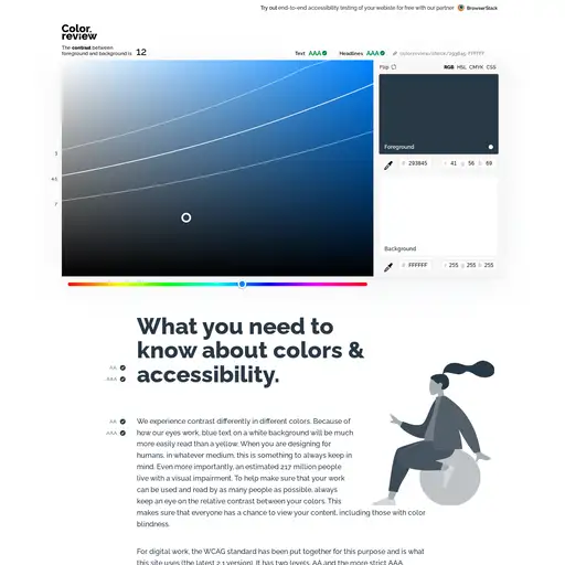 Screenshot of Color Review website