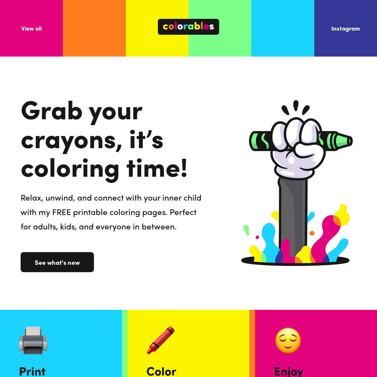 Screenshot of Colorables website