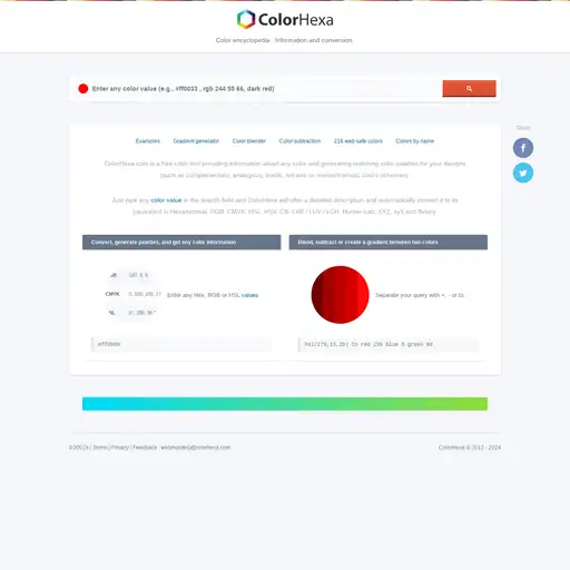 Screenshot of ColorHexa website