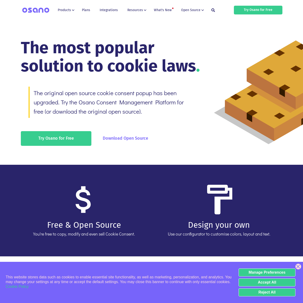 Screenshot of Cookie Consent website