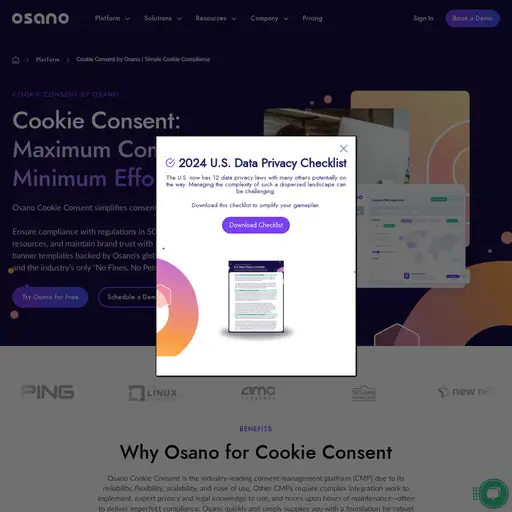 Screenshot of Cookie Consent website