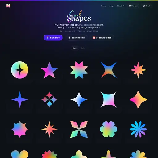 Screenshot of Cool Shapes website