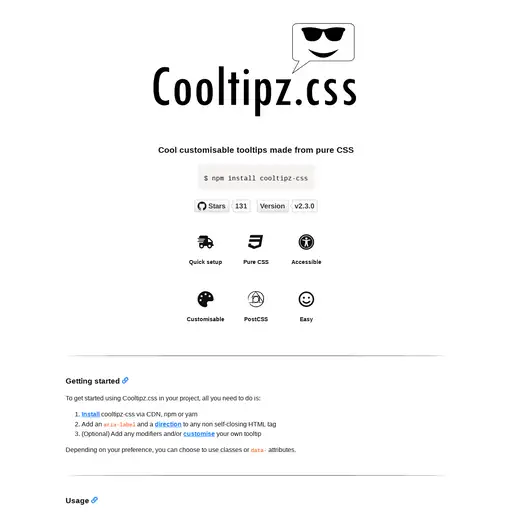 Screenshot of Cooltipz.css website