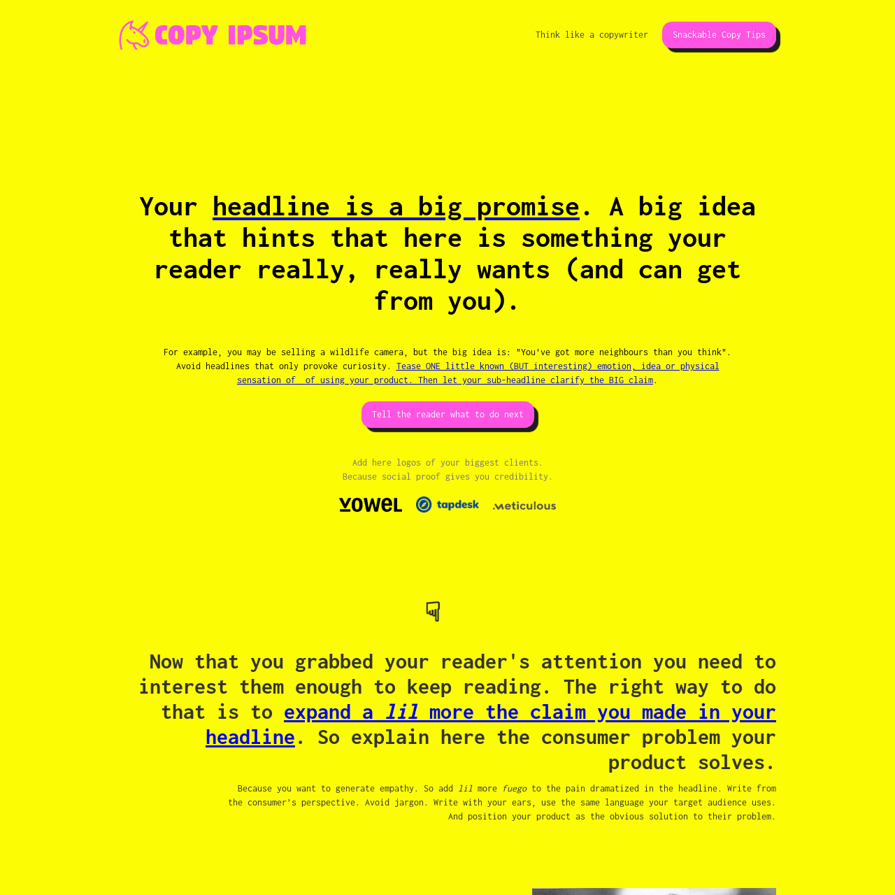Screenshot of Copy Ipsum website
