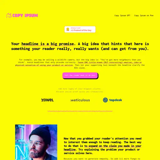 Screenshot of Copy Ipsum website